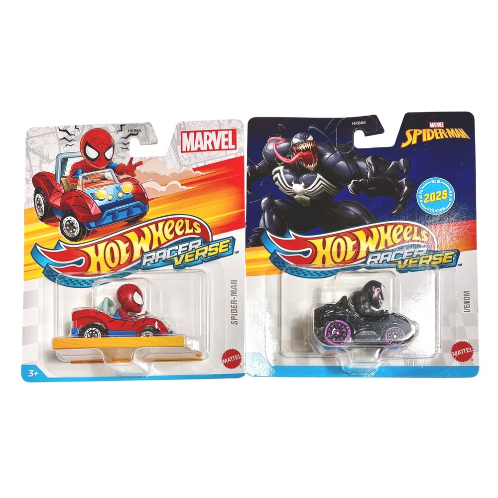 SPIDER-MAN & VENOM Marvel Disney Hot Wheels Racer Verse Character Cars